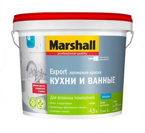 Купить Краска акриловая  Export Кухни и ванные 4,5л матовая белая BW Marhall