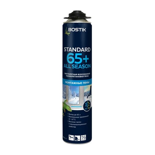 Купить Пена BOSTIK полиуретановая монтажная Standard 65+ AllSeason под пистолет 850ml