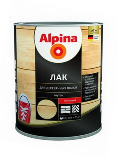 Купить Лак алкидный  для деревянных полов шелковисто-матовый бесцвет0,75л/0,67кг Alpina
