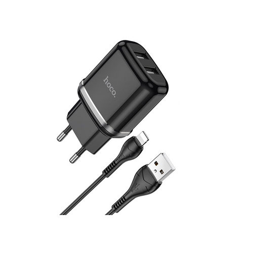 Купить Устройство зарядное HOCO N4 Aspiring 2*USB + кабель USB-Lightning 2.4A 1м черный