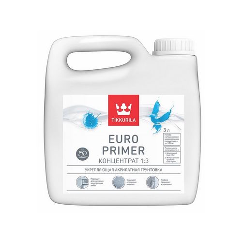 Купить Грунтовка акриловая Euro Primer укрепляющая 3 л Tikkurila                                           
