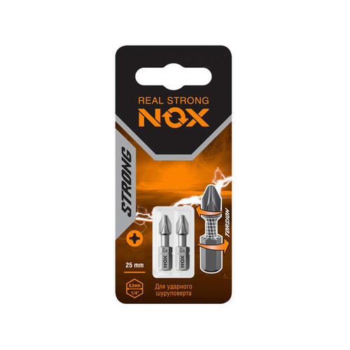 Купить Бита torsion C 6,3 PH2 25мм NOX STRONG упаковка 2шт                                                 