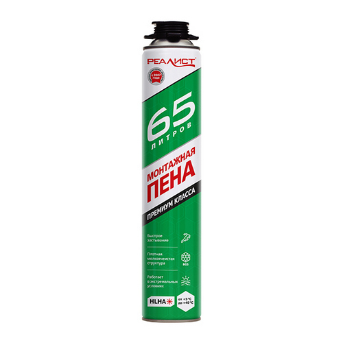 Купить Пена монтажная професиональная всесезонная REALIST PRO Green 65л
