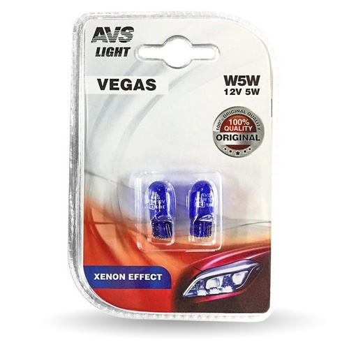 Купить Лампа AVS Vegas 12V W5W XENON EFFECT W2,1x9,5d упаковка 2шт