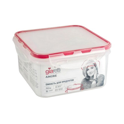 Купить Контейнер герметичный  для продуктов 1,2л Amore квадратный сочный томат Giaretti GR1845             
