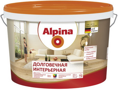 Купить Краска ВД-ВАЭ Alpina Долговечная интерьерная База 3, прозрачная, 9,4л/13 кг