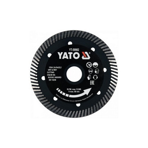 Купить Диск алмазный для керамогранита 125x22.2x1.3 мм Yato YT-59982