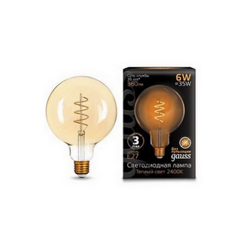 Купить Лампа Gauss LED Filament G120/G125 Fiexible 6W E27 Golben 360 Lm 2400K 1/20