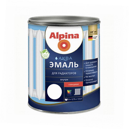 Купить Эмаль акриловая для радиаторов водно-дисперсионная Alpina Аква эмаль 0,9л 1,08 кг
