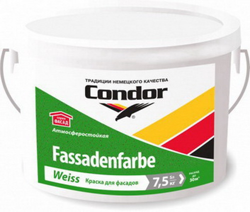 Купить Краска акриловая фасадная Fassadenfarbe-Weiss 7,5 кг Condor                                         