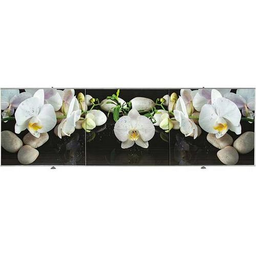 Купить Экран под ванну Орхидея на черном 3D 1,5*0,5м                                                       