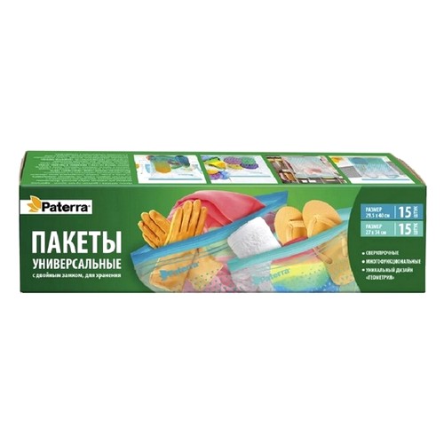 Купить Пакеты универсальные с двойным замком 30шт 27х34см и 29,5х40см Геометрия PATERRA 109-210