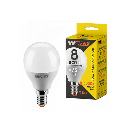 Купить Лампа светодиодная LED G45 8Вт 640лм 3000К Е14 WOLTA LX 30Y45GL8E14