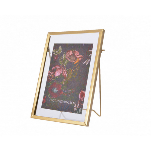 Купить Рамка для фото из металла с подставкой 11x16 см цвет золотой