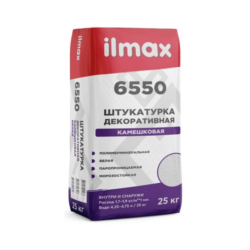 Купить Штукатурка декоративная Ilmax 6550 камешковая 1,5мм белая 25кг                                      