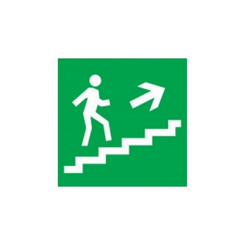 Купить Знак  Направление к эвакуационному выходу по лестнице направо вверх 150*150мм