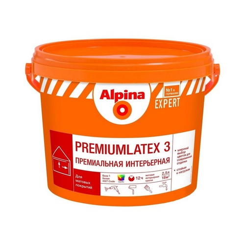 Купить Краска акриловая интерьерная Premium Latex 3 База 3 прозрачная 9,4 л  Alpina                        