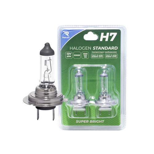 Купить Лампа накаливания H7 12V55W PX26d 2шт Standard REKZIT                                               