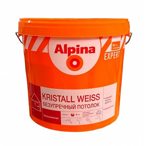 Купить Краска акриловая водно дисперсионная EXPERT Kristall Weiss 9 л Alpina